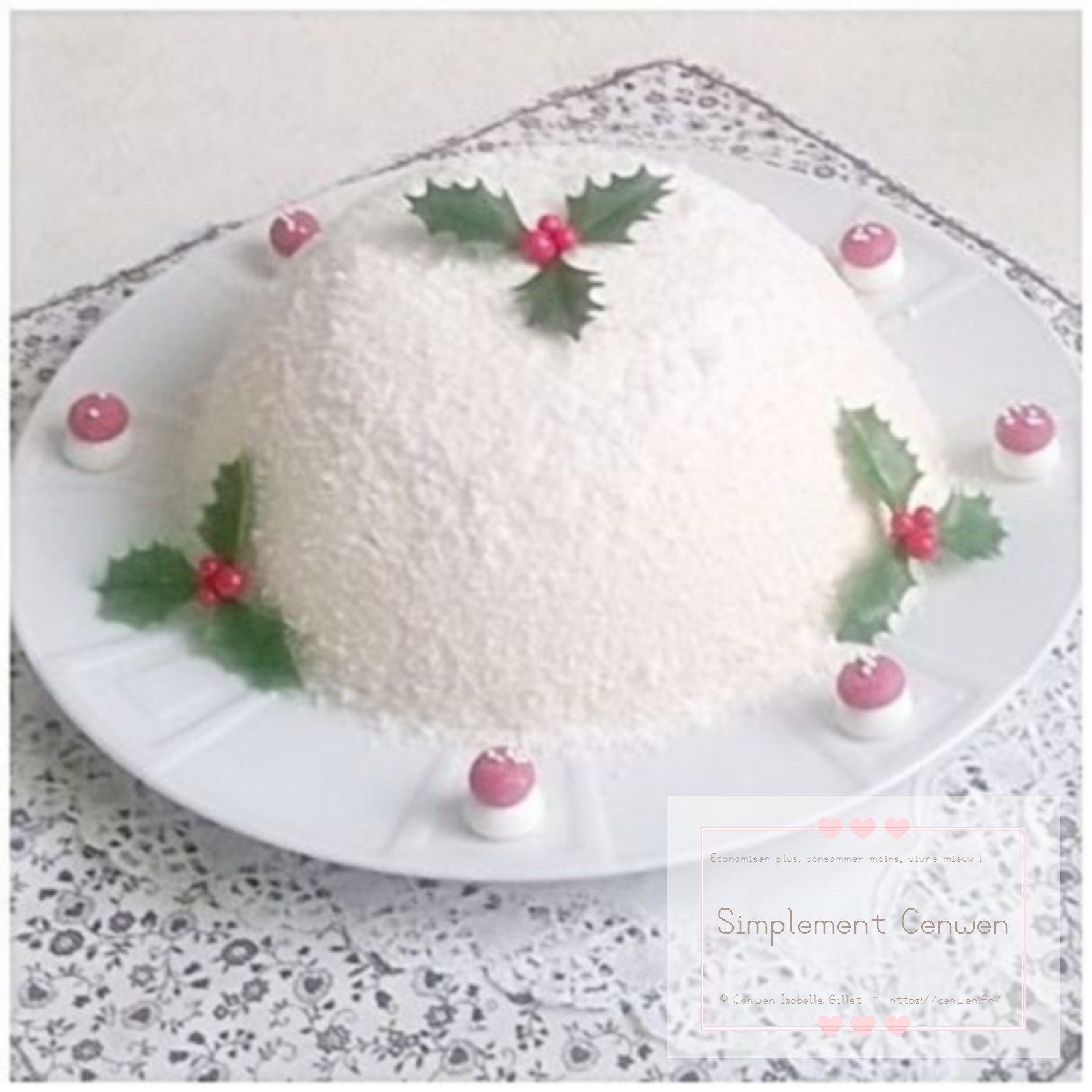 Bûche de Noël à la confiture de lait, pommes et pain d’épices.