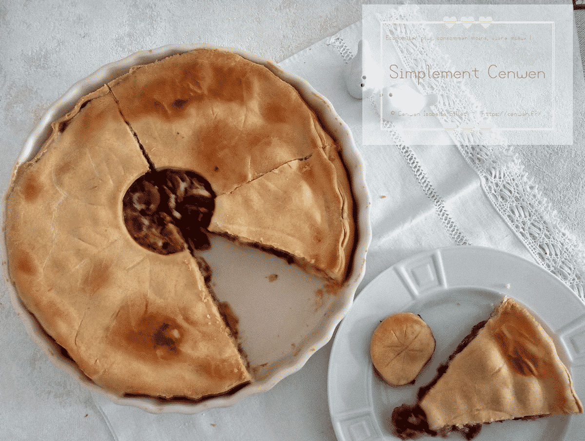 Tourte végan aux champignons et aux marrons, pâte dorée et garniture fondante.
