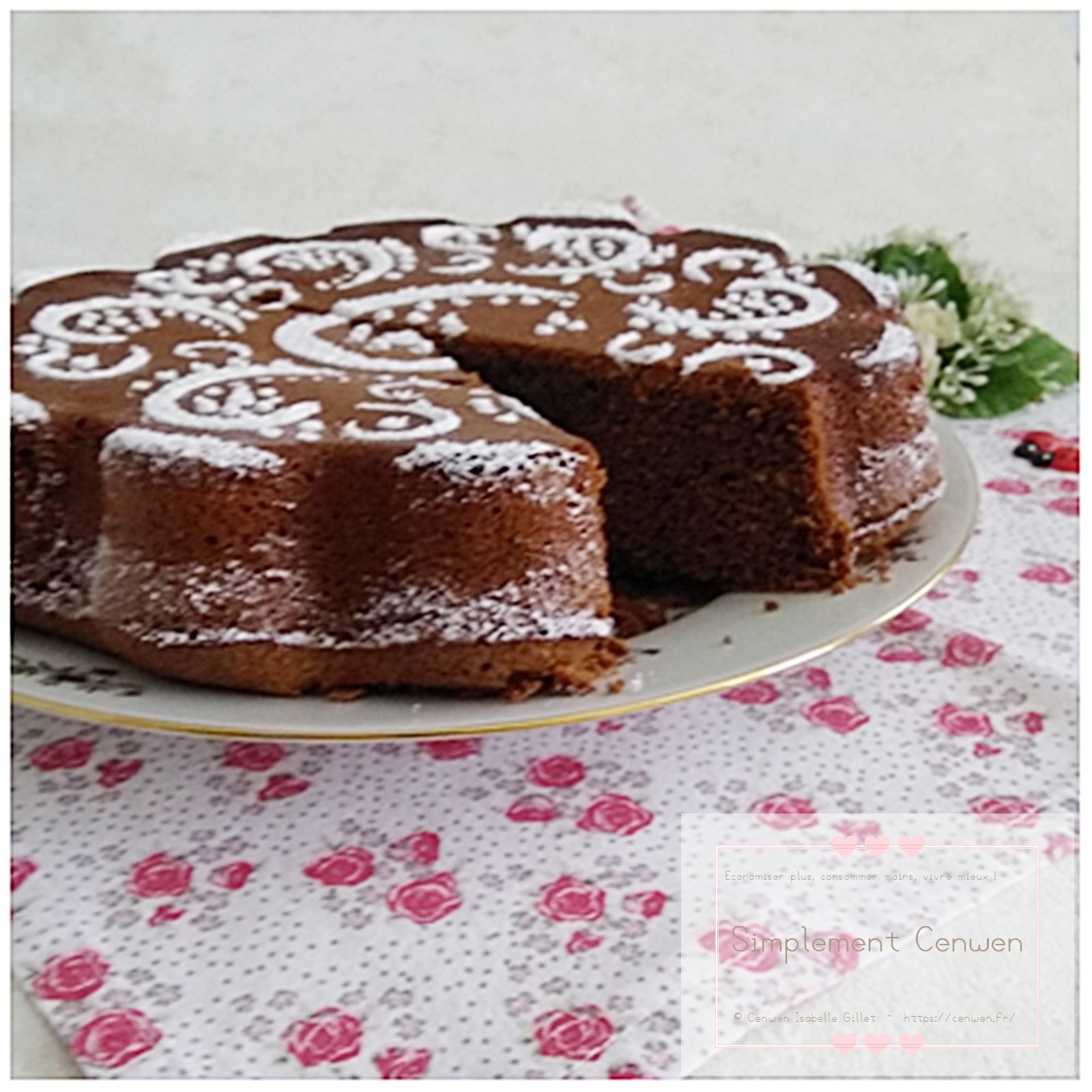 Gâteau au chocolat de Nancy, fondant et légèrement craquelé, servi en parts.